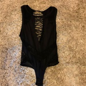 Black Mesh Thong Bodysuit Festival Rave